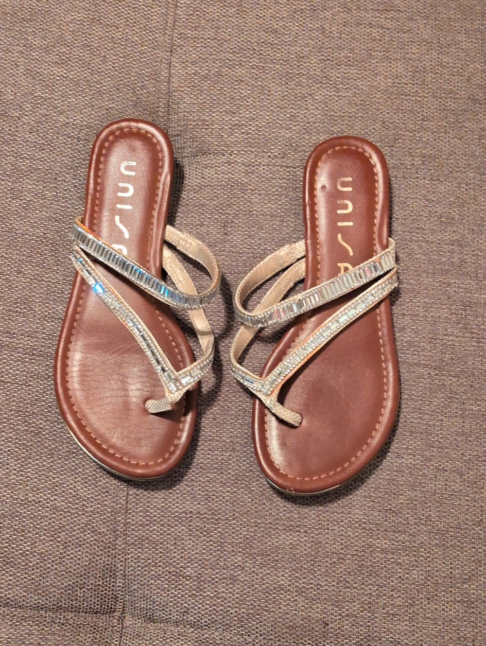Unisa Brown Sandals with Sparkling Straps